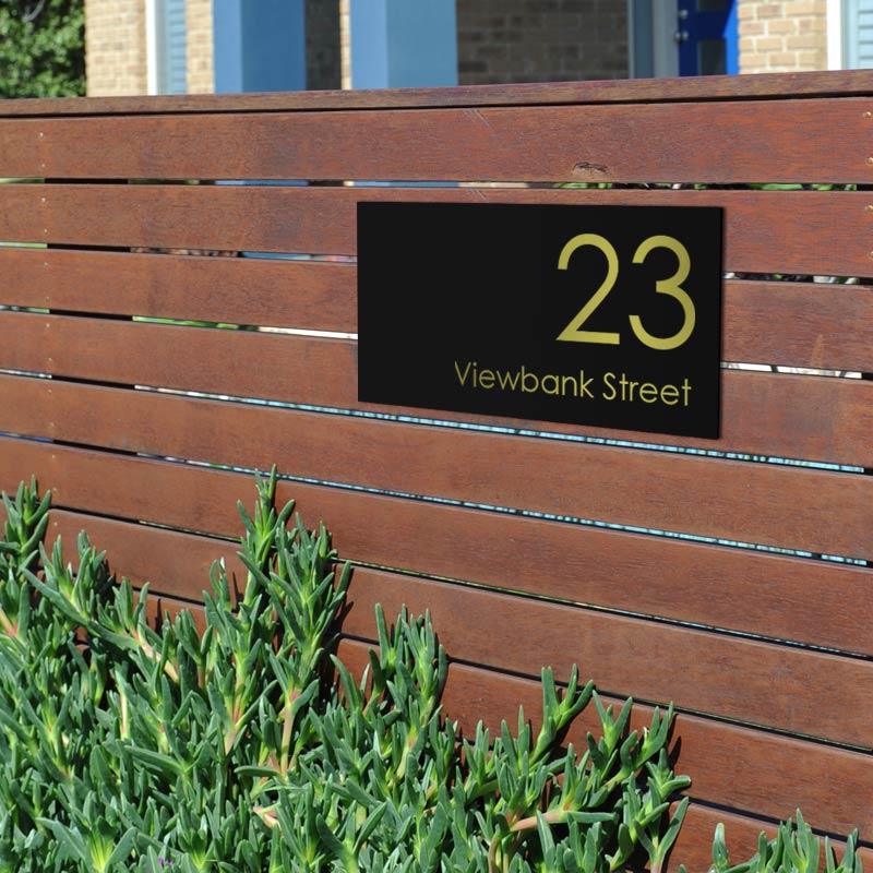 Black Custom House Sign Medium - Gold Decal