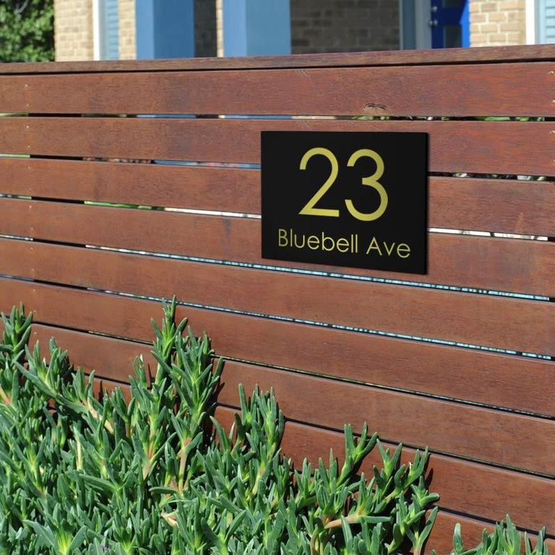 Black Custom House Sign Small - Gold Decal