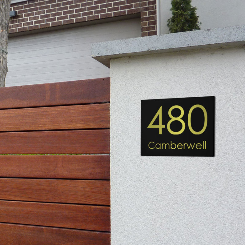 Black Custom House Sign Small - Gold Decal