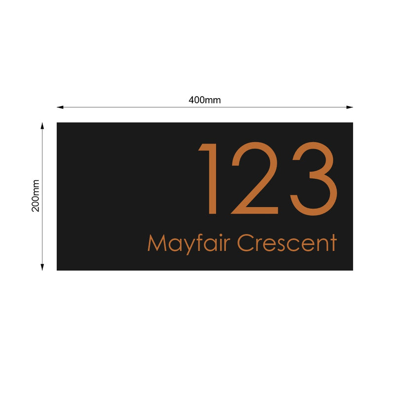 Black Custom House Sign Large - Copper Decal