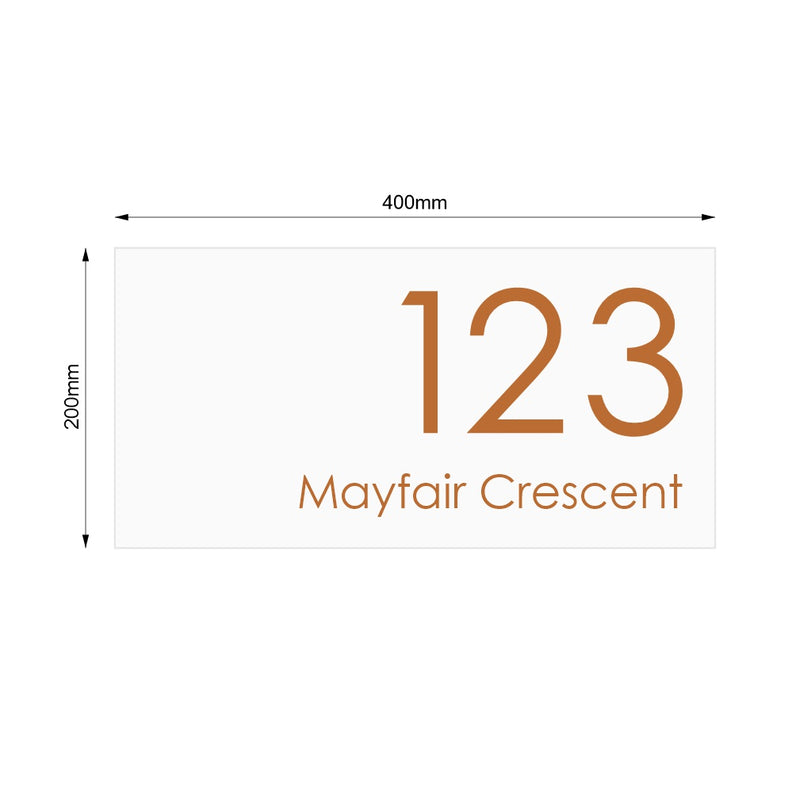 White Custom House Sign Large - Copper Decal