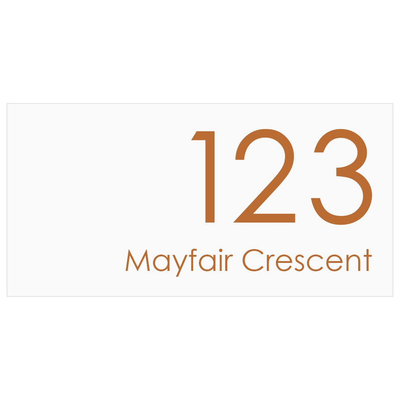 White Custom House Sign Extra Large - Copper Decal