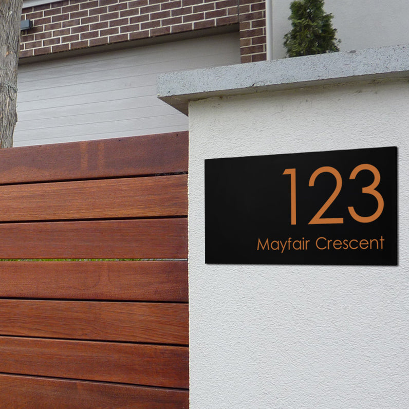 Black Custom House Sign Extra Large - Copper Decal