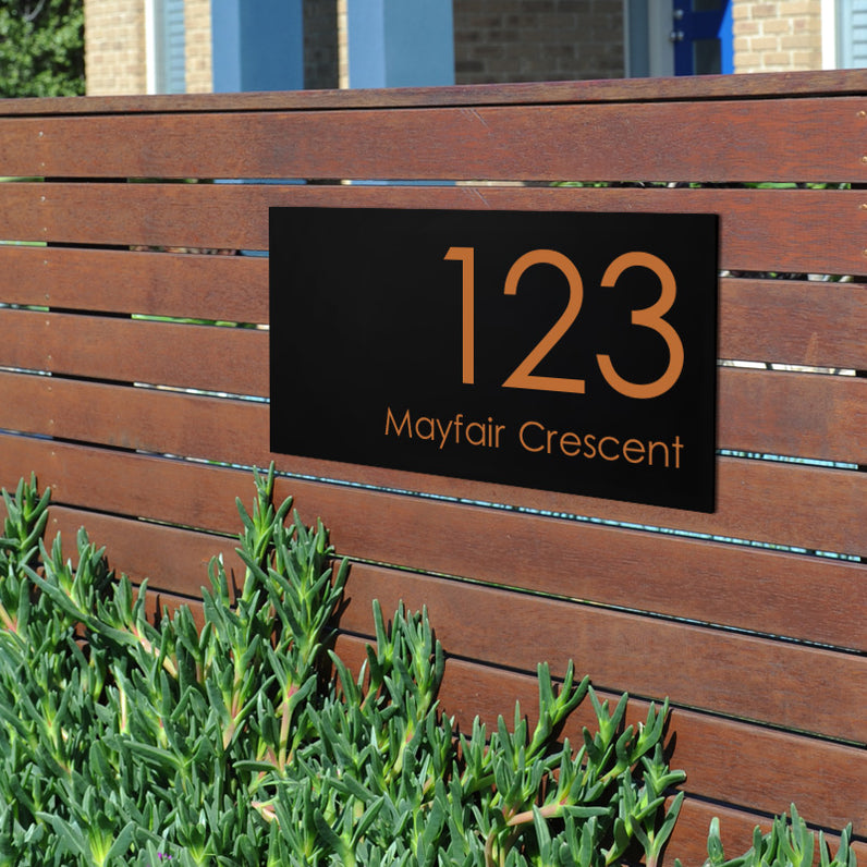Black Custom House Sign Extra Large - Copper Decal
