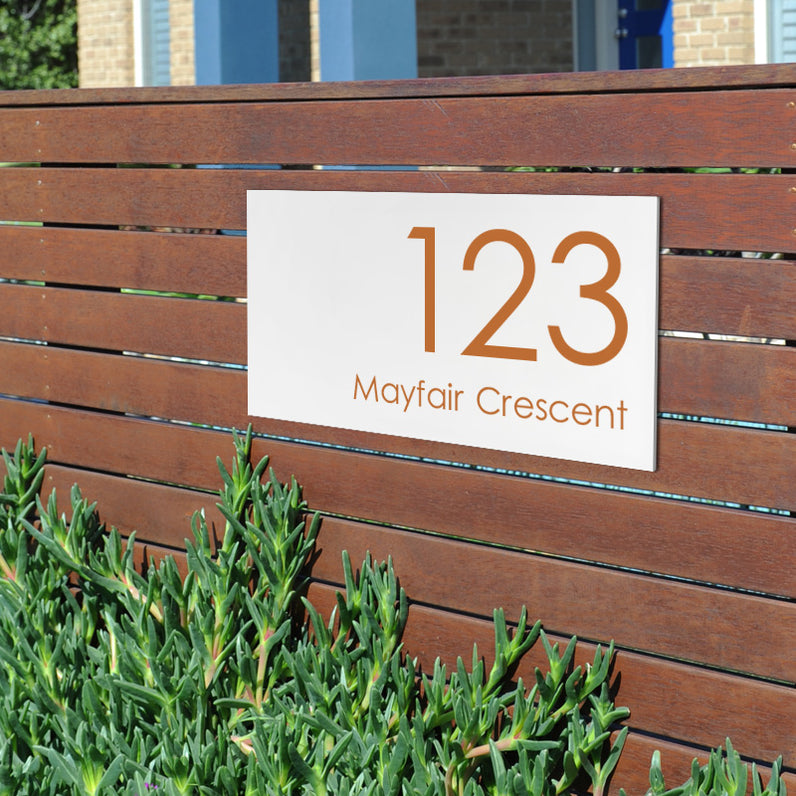 White Custom House Sign Extra Large - Copper Decal