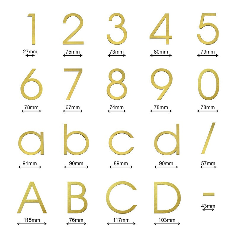 Stick on Slim House Numbers 120mm - Gold