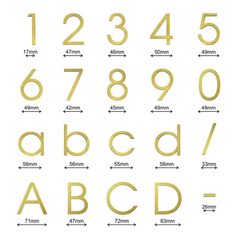 Stick on Slim House Numbers 75mm - Gold
