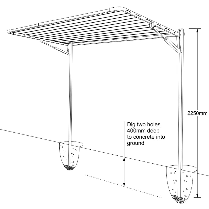 11 Line Folding Ground Mount Clothesline - Small/ Med Family