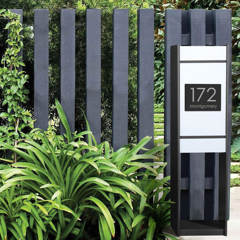 Black Custom House Sign Small - Silver Decal
