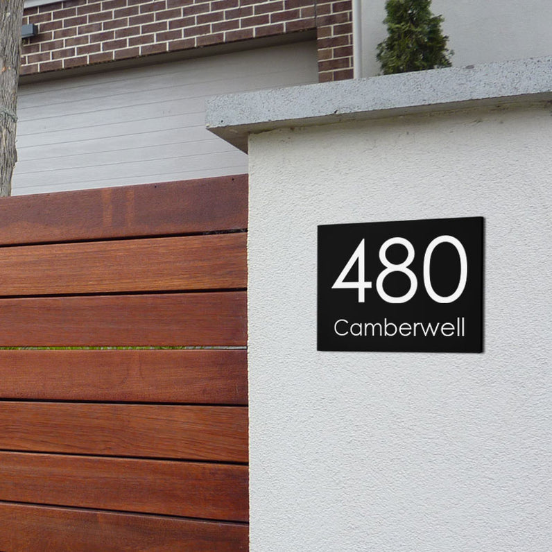 Black Custom House Sign Small - White Decal