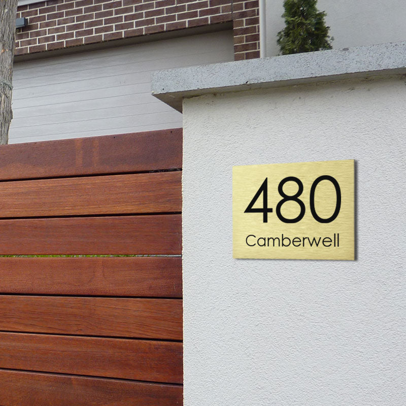 Gold Custom House Sign Small - Black Decal