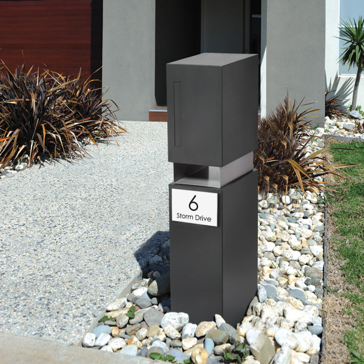 White Custom House Sign Small - Black Decal