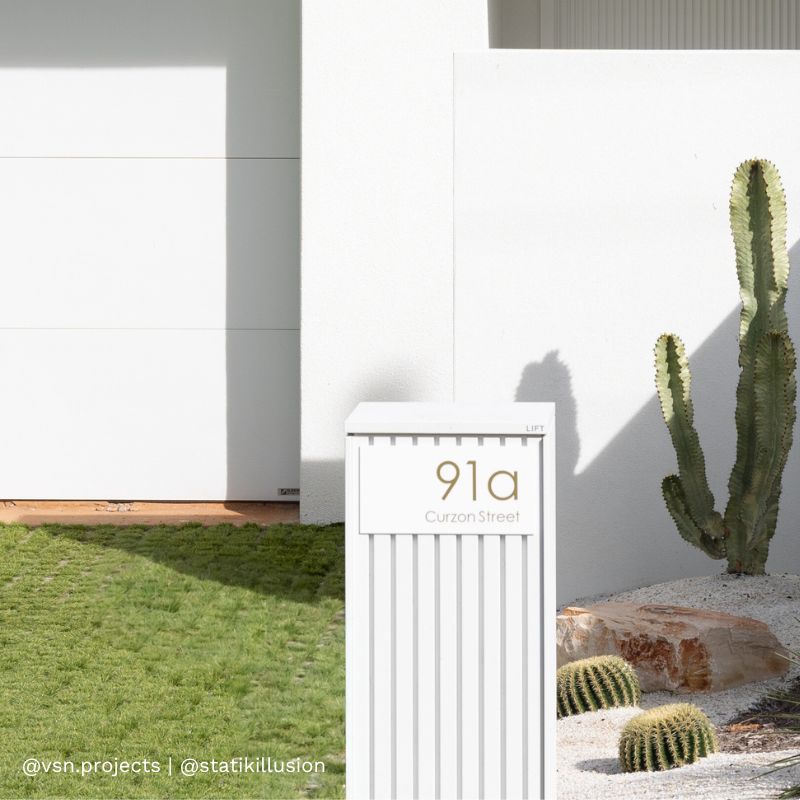 White Custom House Sign Medium - Gold Decal