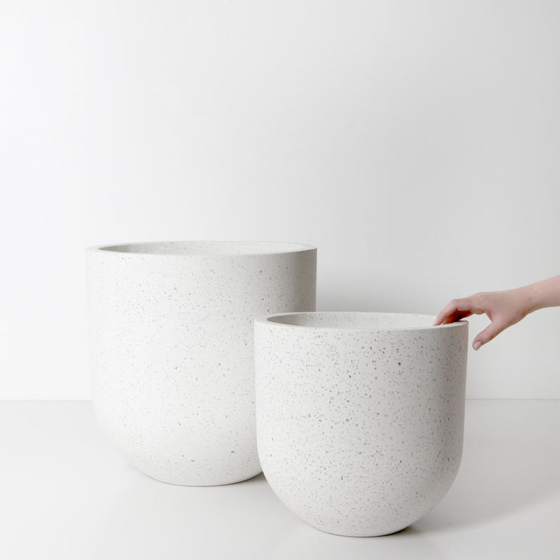 Santorini Plant Pot - White Terrazzo