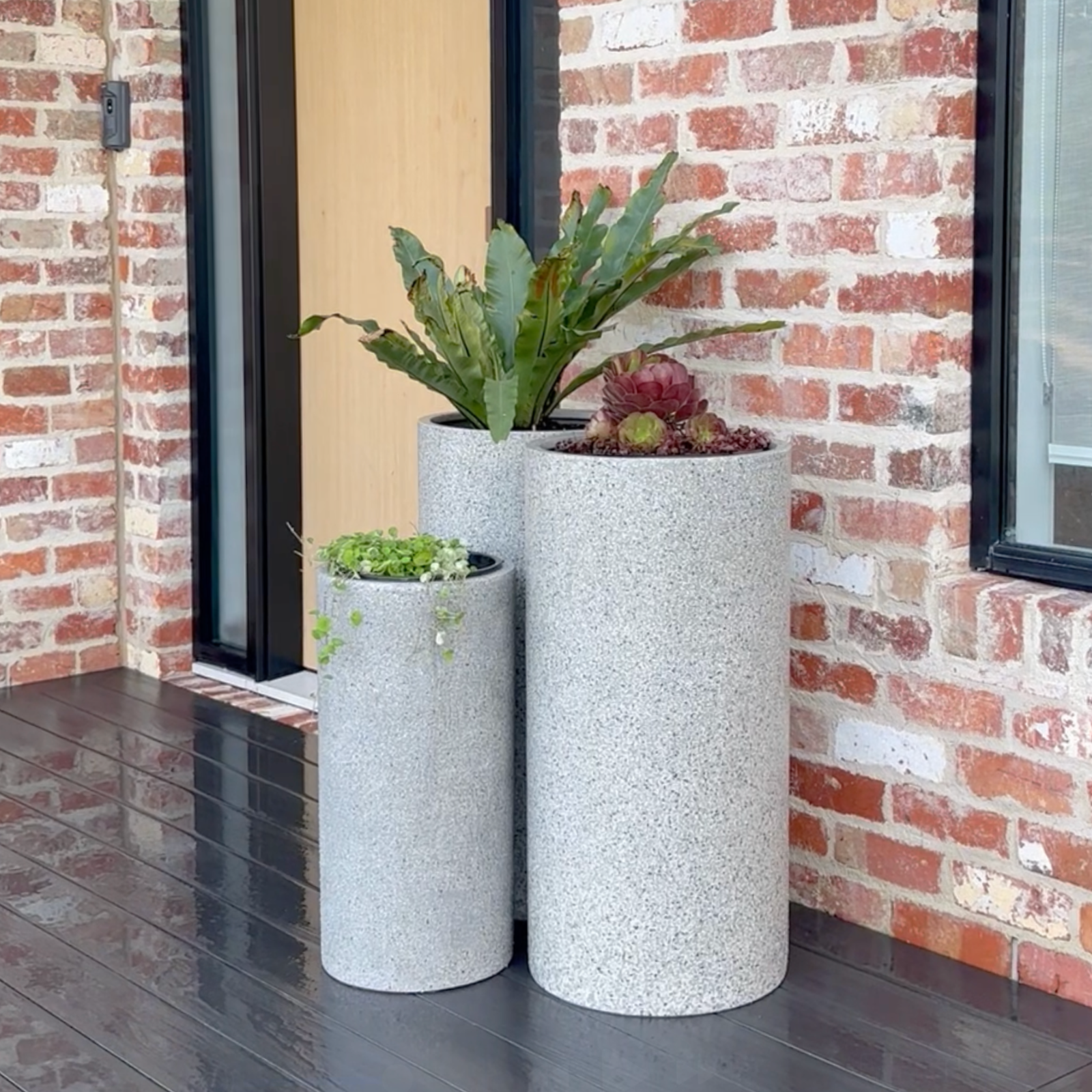 Bondi Tall Plant Pot - Grey Terrazzo