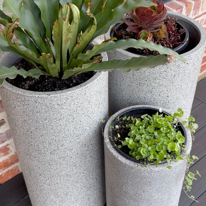 Bondi Tall Plant Pot - Grey Terrazzo