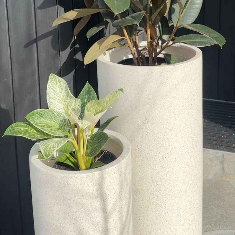 Bondi Tall Plant Pot - White Terrazzo