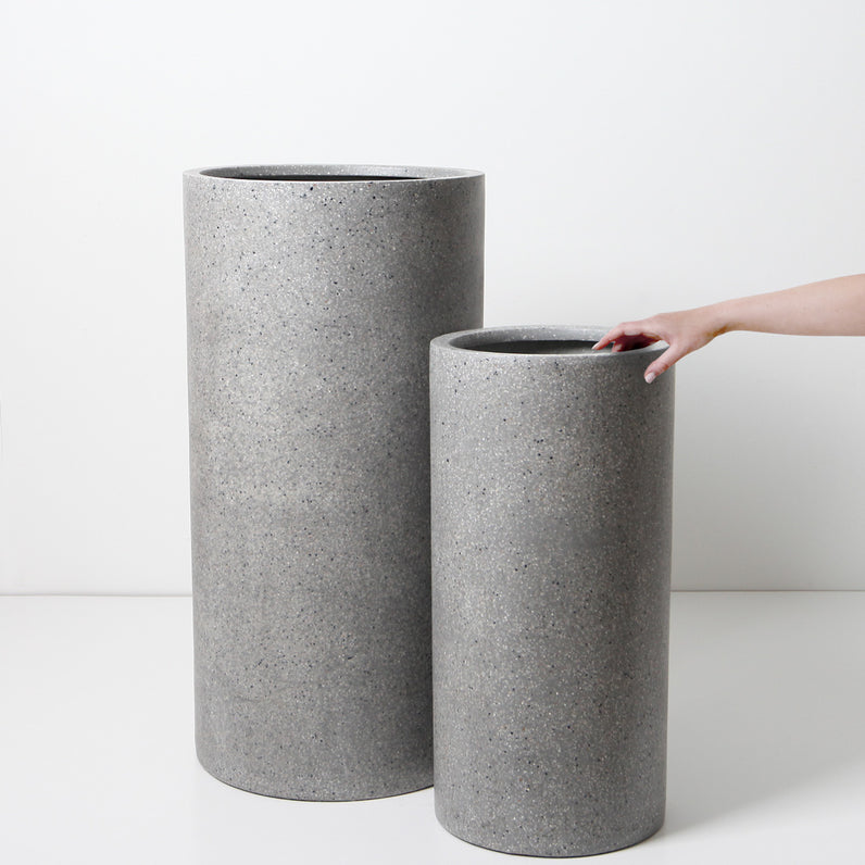 Bondi Tall Plant Pot - Grey Terrazzo
