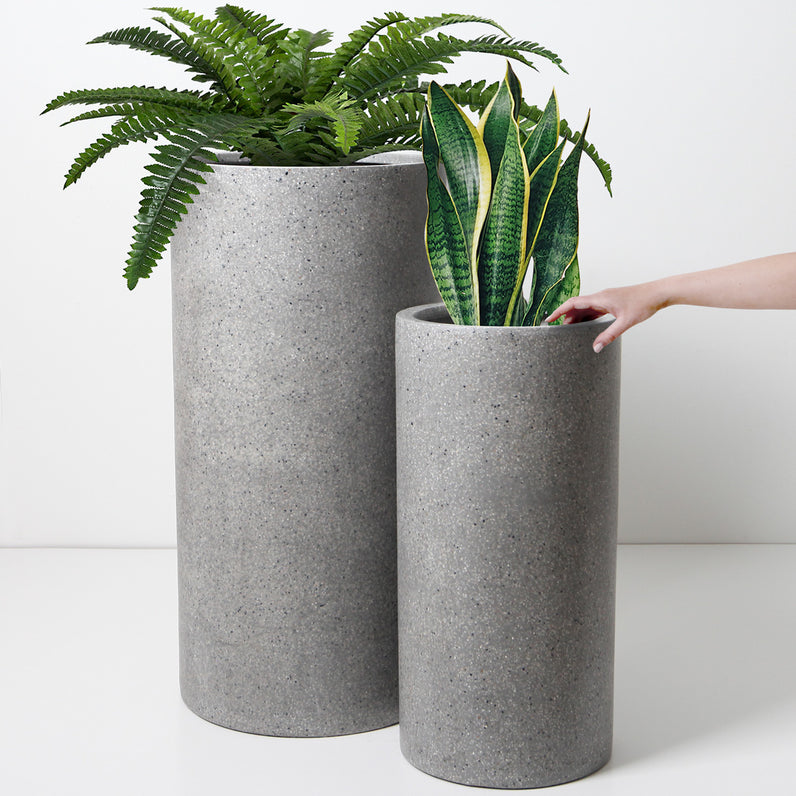 Bondi Tall Plant Pot - Grey Terrazzo