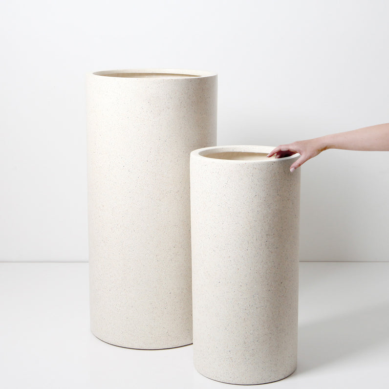 Bondi Tall Plant Pot - White Terrazzo