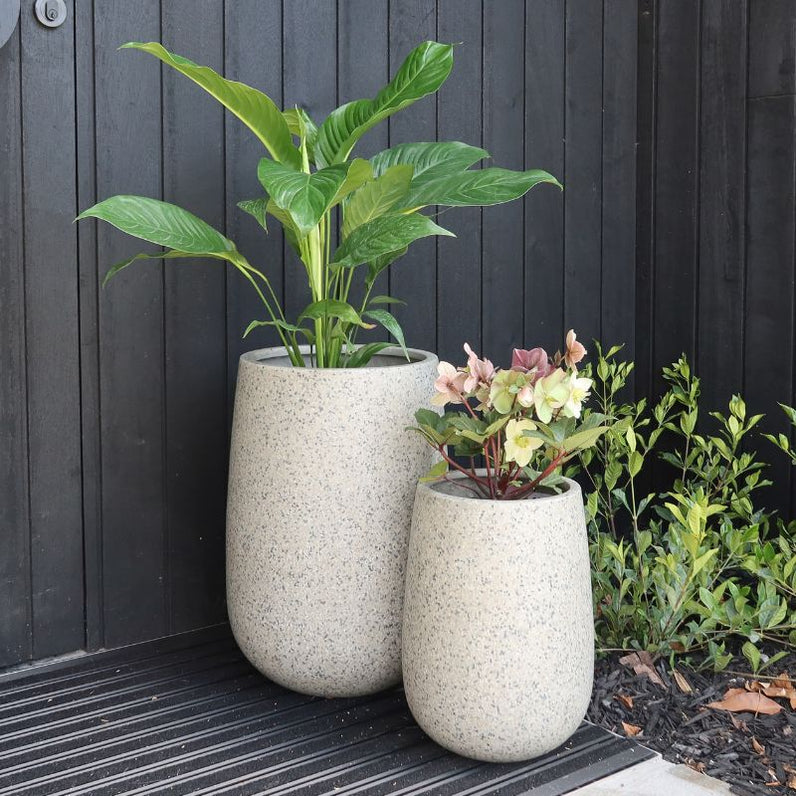 Malibu Tall Plant Pot - Grey Terrazzo
