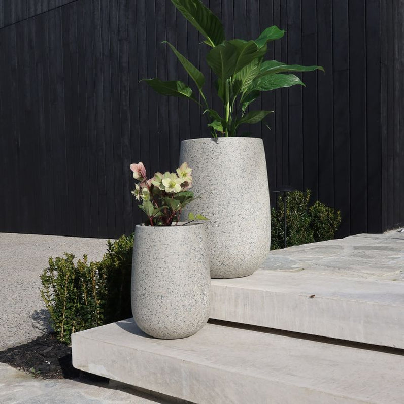Malibu Tall Plant Pot - Grey Terrazzo