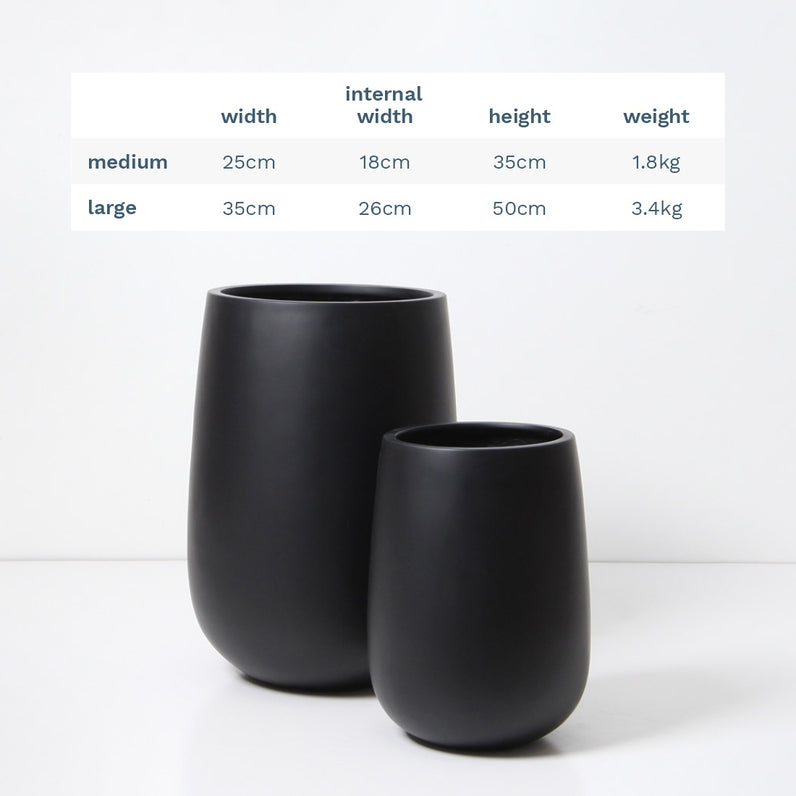 Malibu Tall Plant Pot - Black