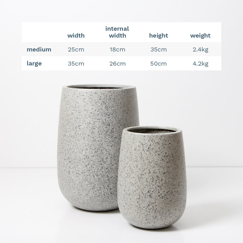 Malibu Tall Plant Pot - Grey Terrazzo