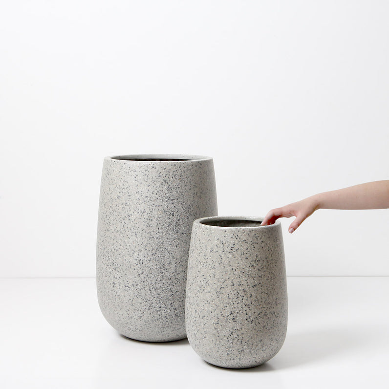 Malibu Tall Plant Pot - Grey Terrazzo