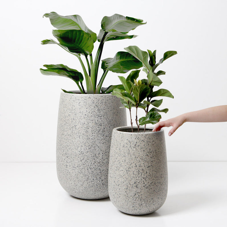 Malibu Tall Plant Pot - Grey Terrazzo