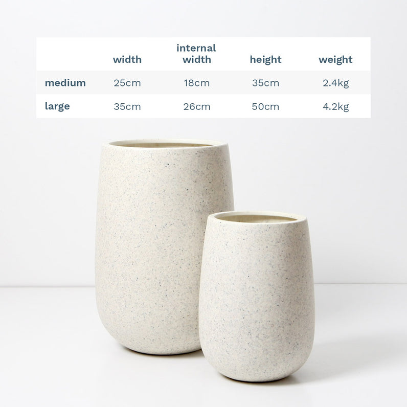 Malibu Tall Plant Pot - White Terrazzo