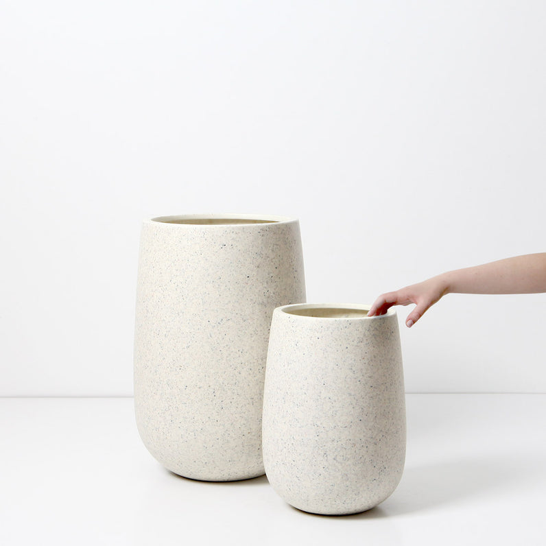 Malibu Tall Plant Pot - White Terrazzo
