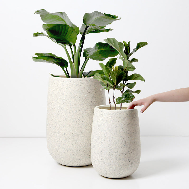 Malibu Tall Plant Pot - White Terrazzo
