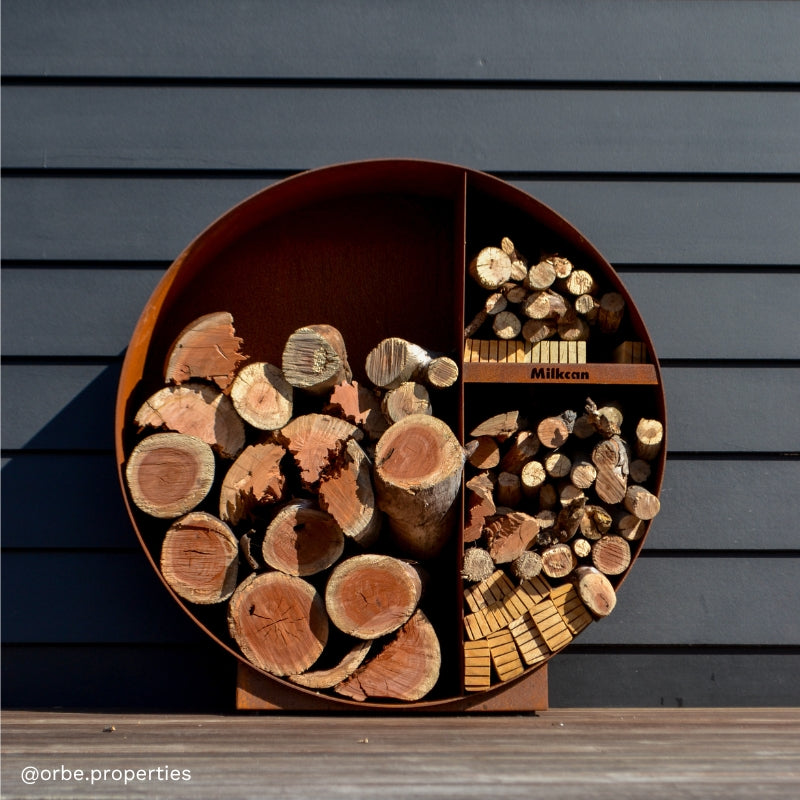 Round Firewood Storage - Rust