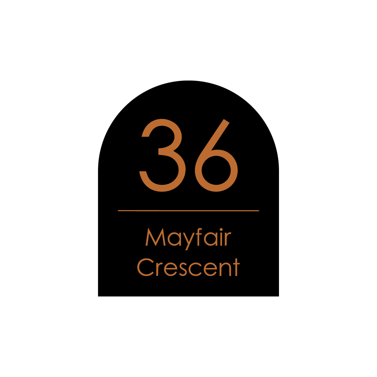Black Custom House Sign Arch - Copper Decal