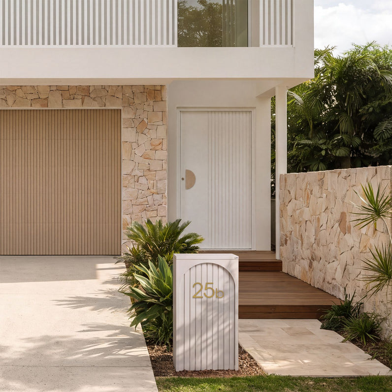 Cove Solar - White Parcel Pillar Letterbox