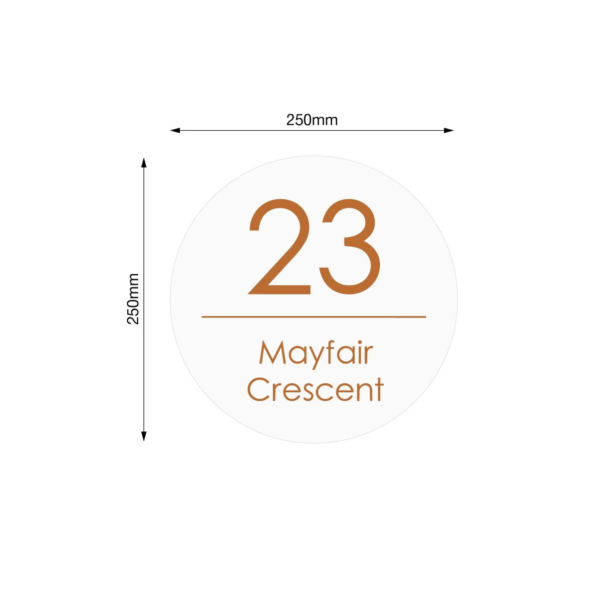 White Custom House Sign Round - Copper Decal
