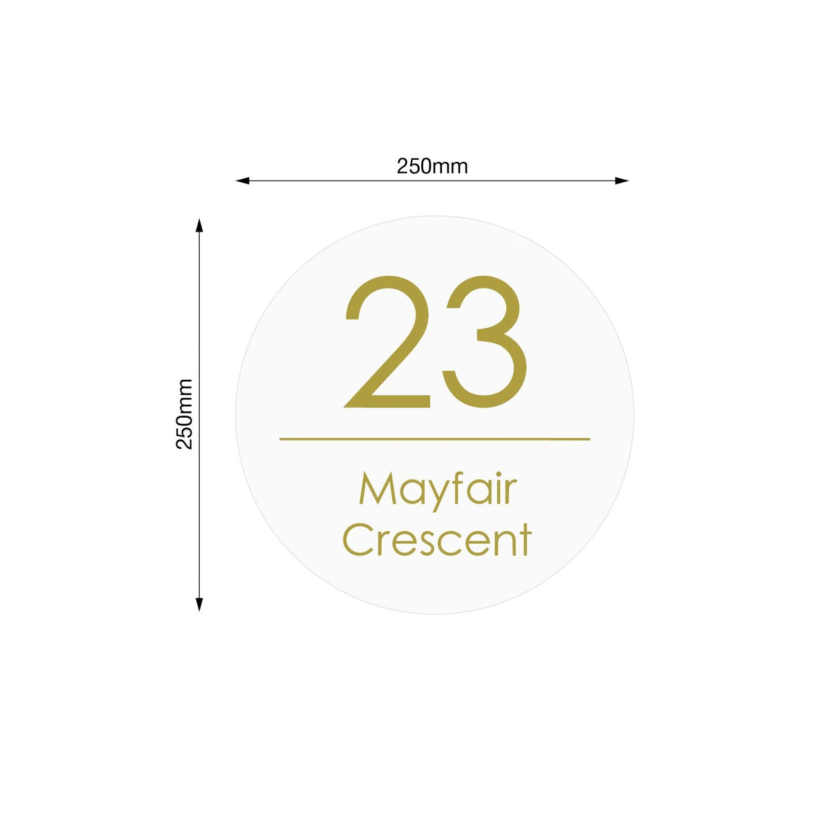 White Custom House Sign Round - Gold Decal