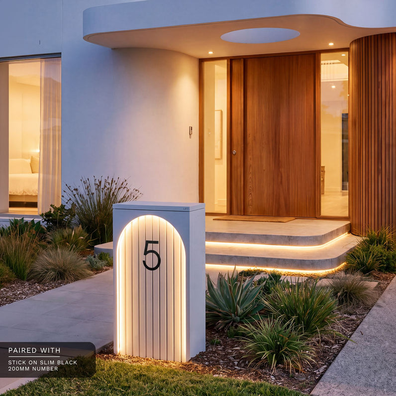 Cove Solar - White Parcel Pillar Letterbox