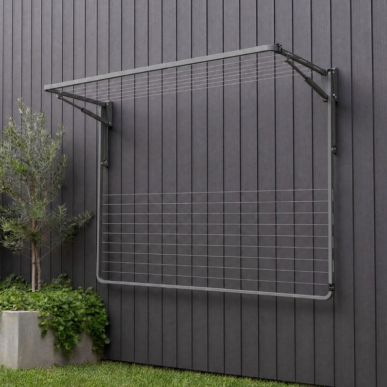 16 Line Double Folding Wall Mount Clothesline - Large Family