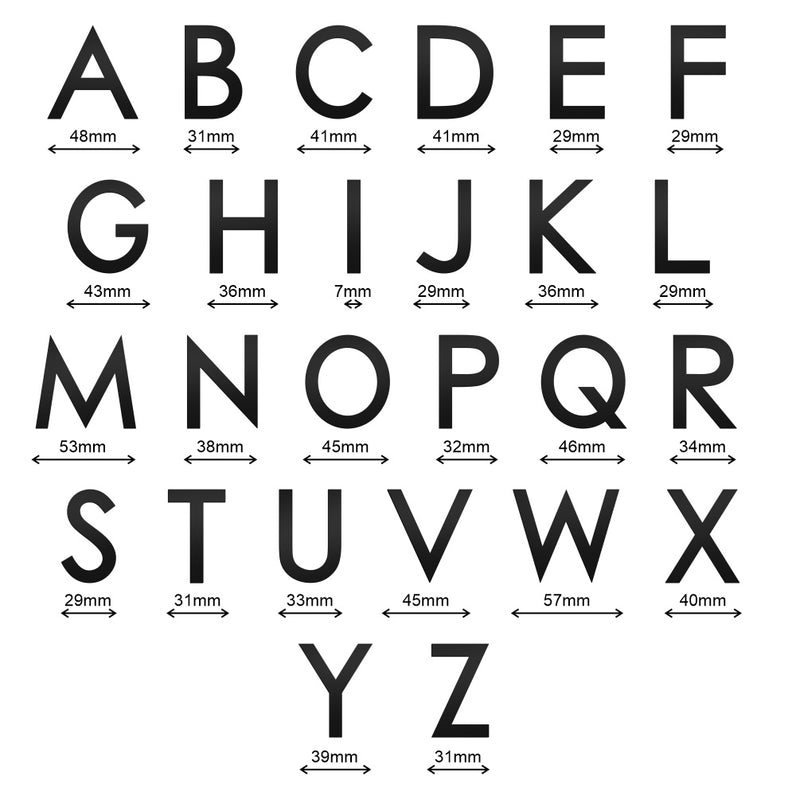 Stick On Medium Letters 50mm - Black