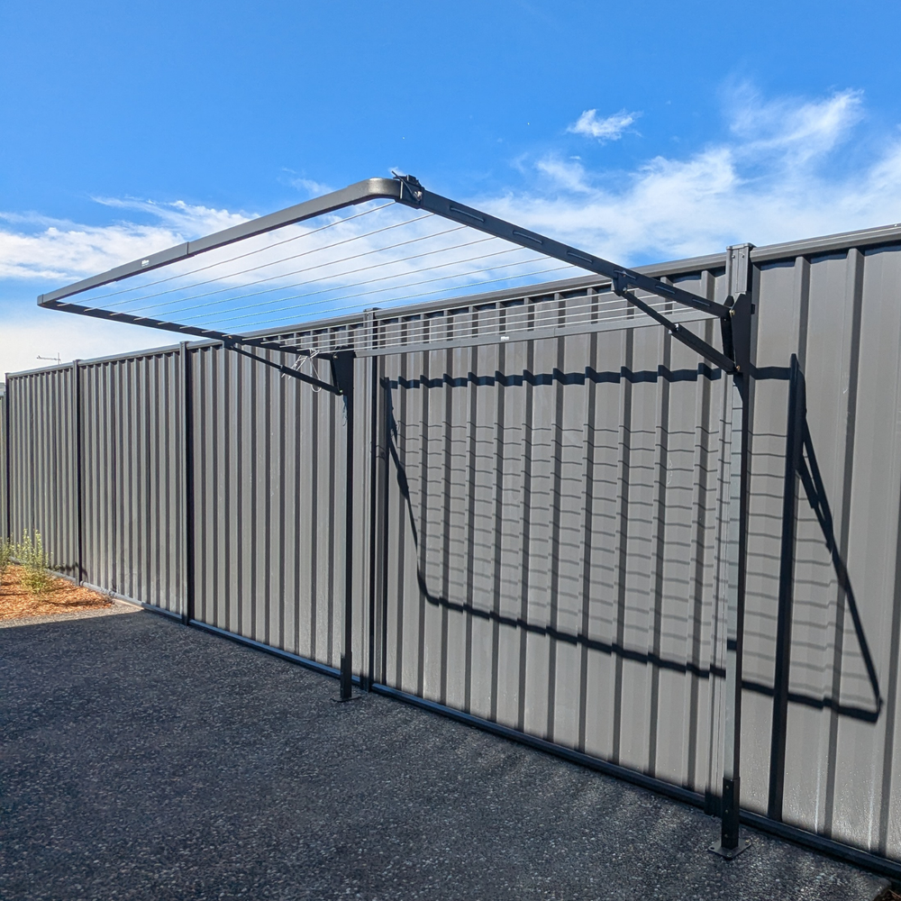 Grey (Woodland) 13 Line Folding Above Ground Mount Clothesline | Milkcan