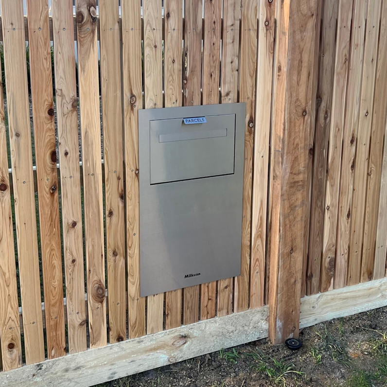 Zurich Parcel Fence/Brick Letterbox - Stainless Steel/White