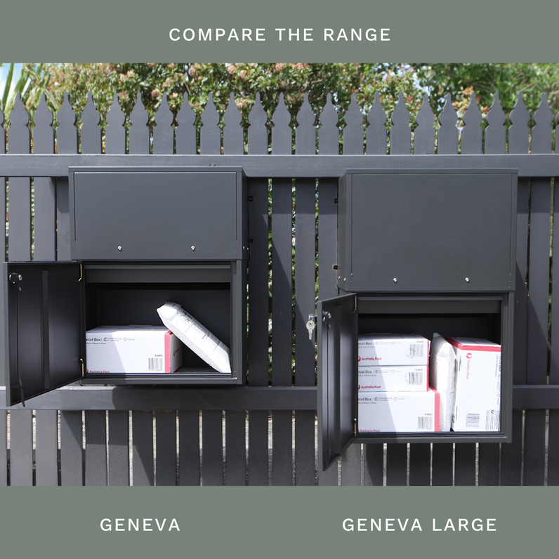 Geneva Large Parcel Fence/Brick Letterbox - Stainless Steel/White