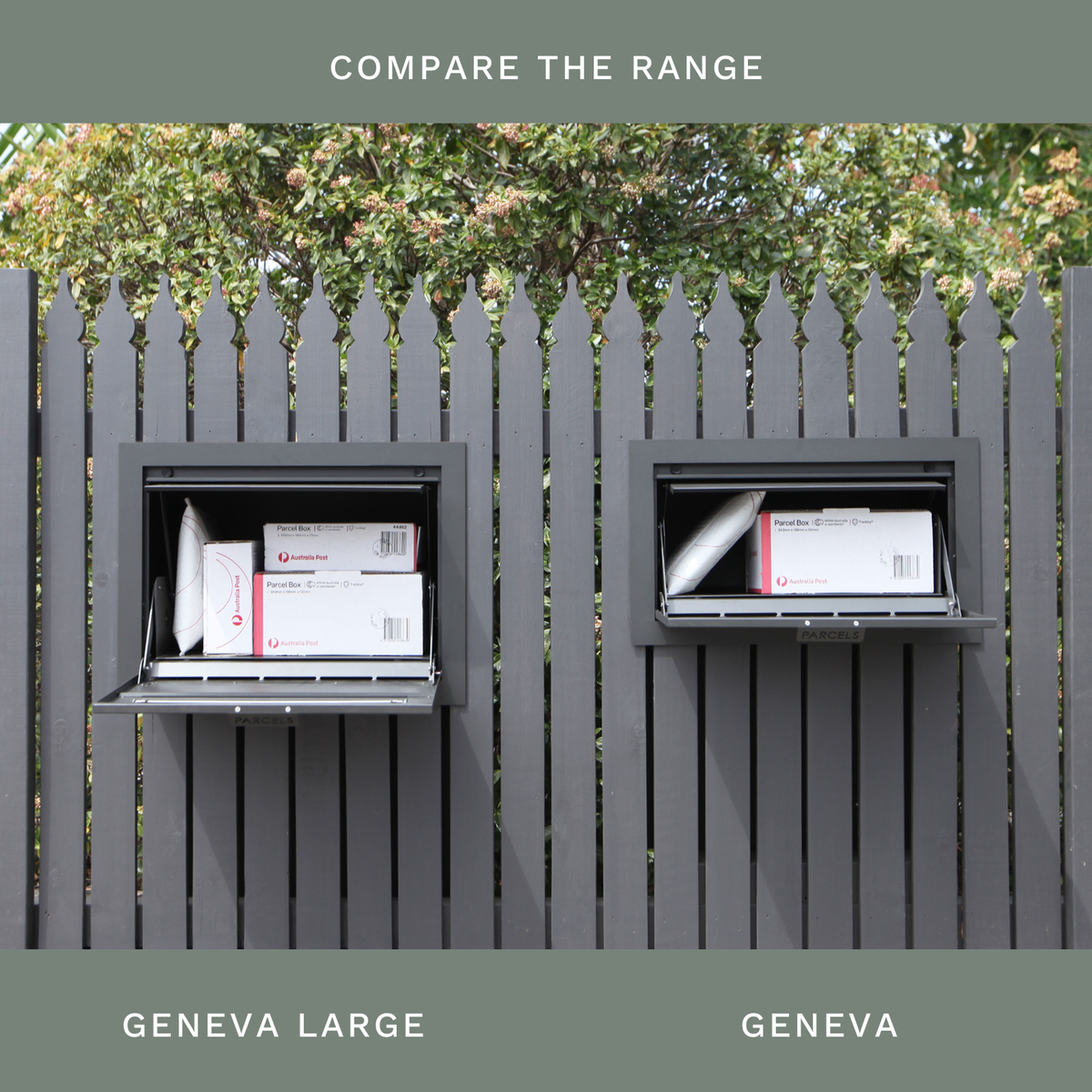Geneva Large Parcel Fence/Brick Letterbox - Stainless Steel/White