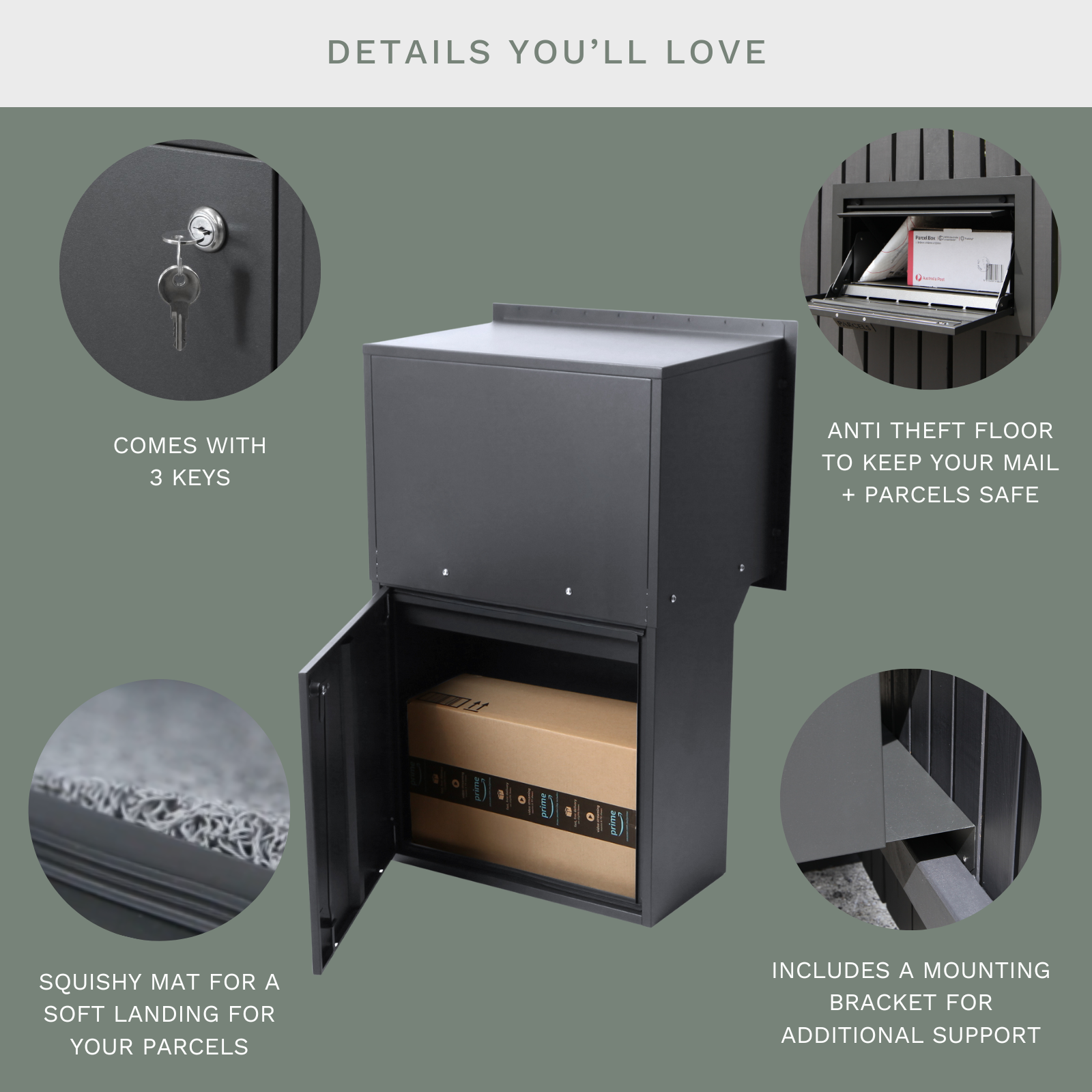 Geneva Large Parcel Fence/Brick Letterbox - Stainless Steel