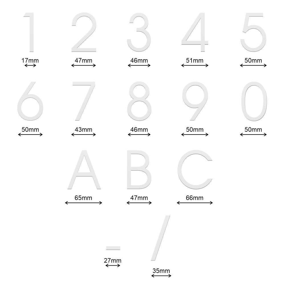 Stick on Slim House Numbers 75mm - White