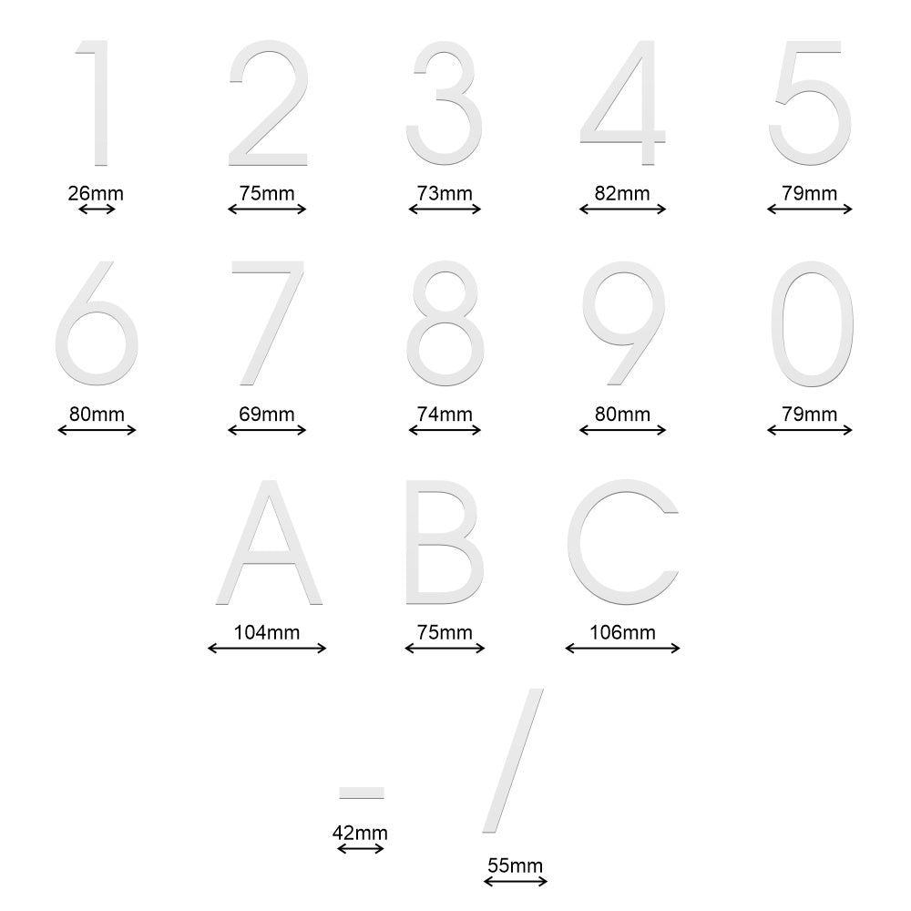 Stick on Slim House Numbers 120mm - White
