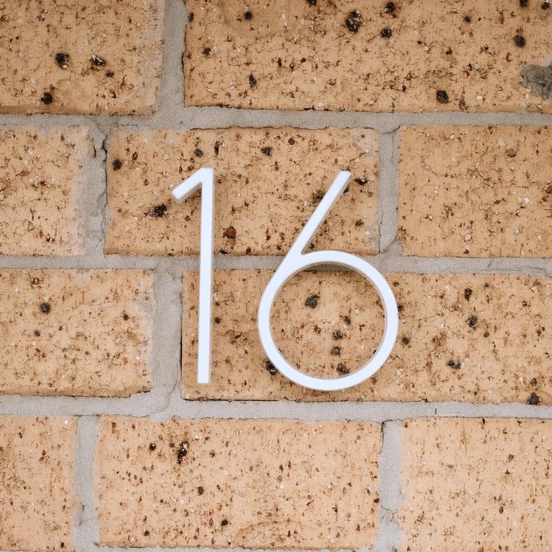 Stud Mount House Numbers 125mm - White