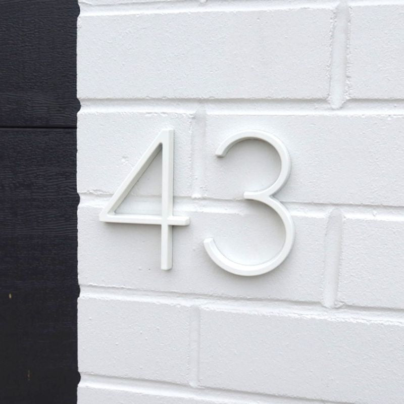 Stud Mount House Numbers 125mm - White